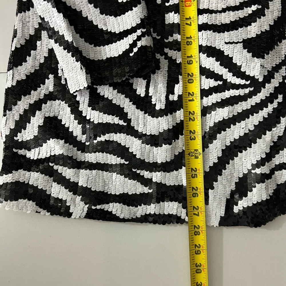Vintage French Collizioni Zebra Silk  Sequin Double Breasted Blazer Womens Large